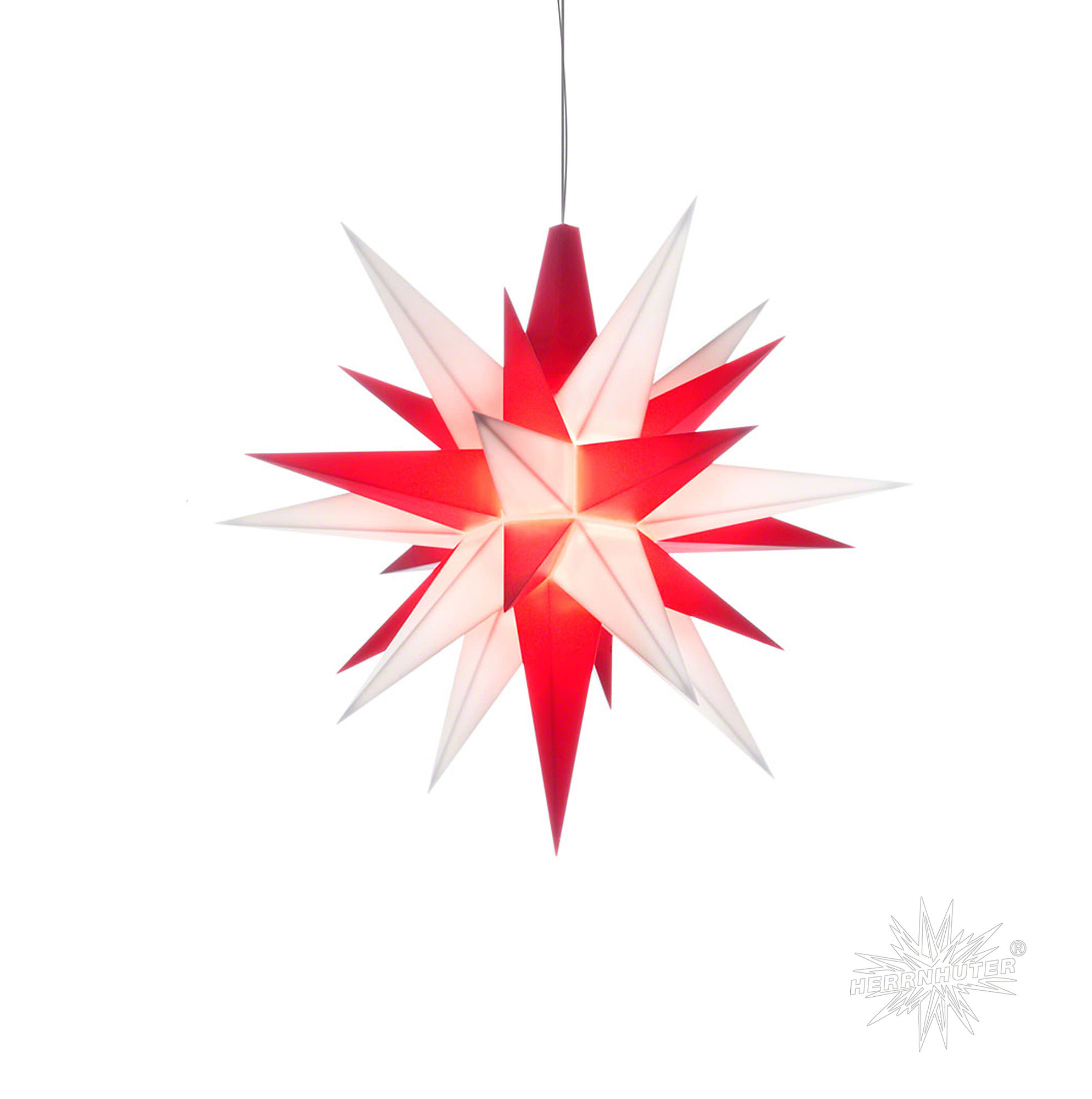 Herrnhuter Sterne A1e weiß/rot 13cm Plastik LED