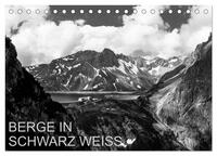 BERGE IN SCHWARZ WEISS (Tischkalender 2025 DIN A5 quer), CALVENDO Monatskalender
