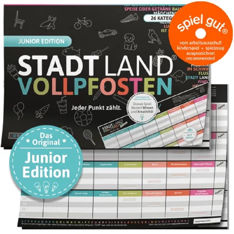 STADT LAND VOLLPFOSTEN® - Junior Edition - "Jeder Punkt zählt." (Kinderspiel)