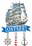 Metallmagnet Charms Ostsee Schiff