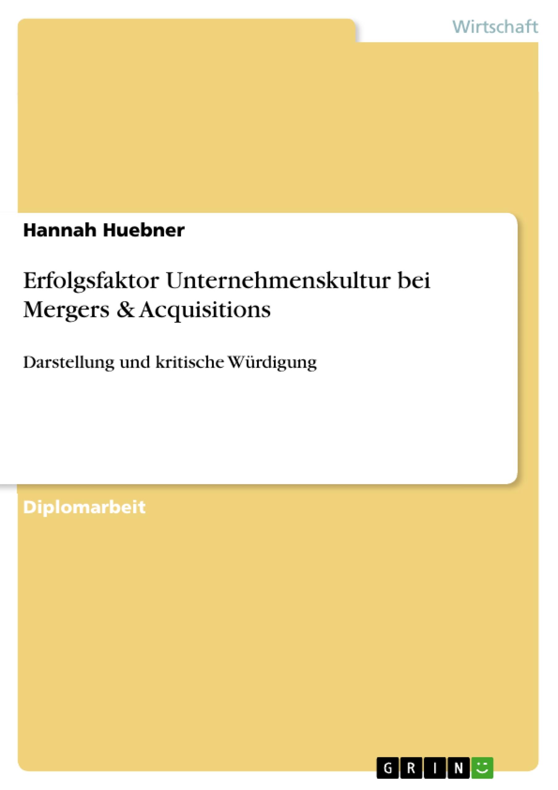 Erfolgsfaktor Unternehmenskultur bei Mergers & Acquisitions