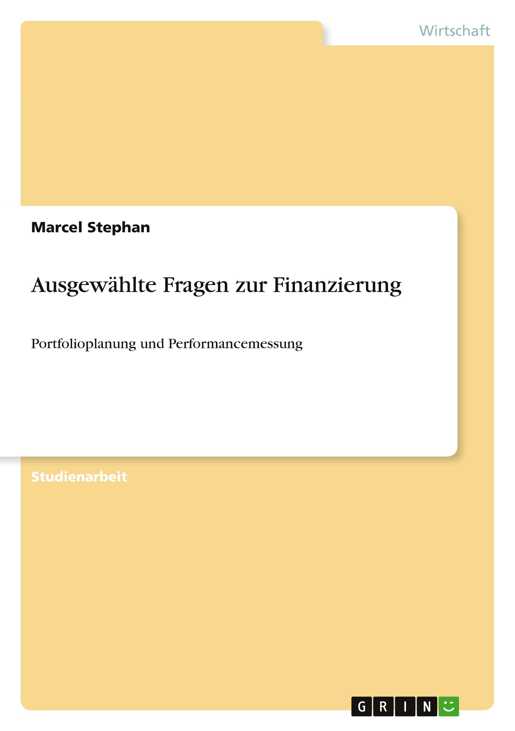 Ausgewählte Fragen zur Finanzierung