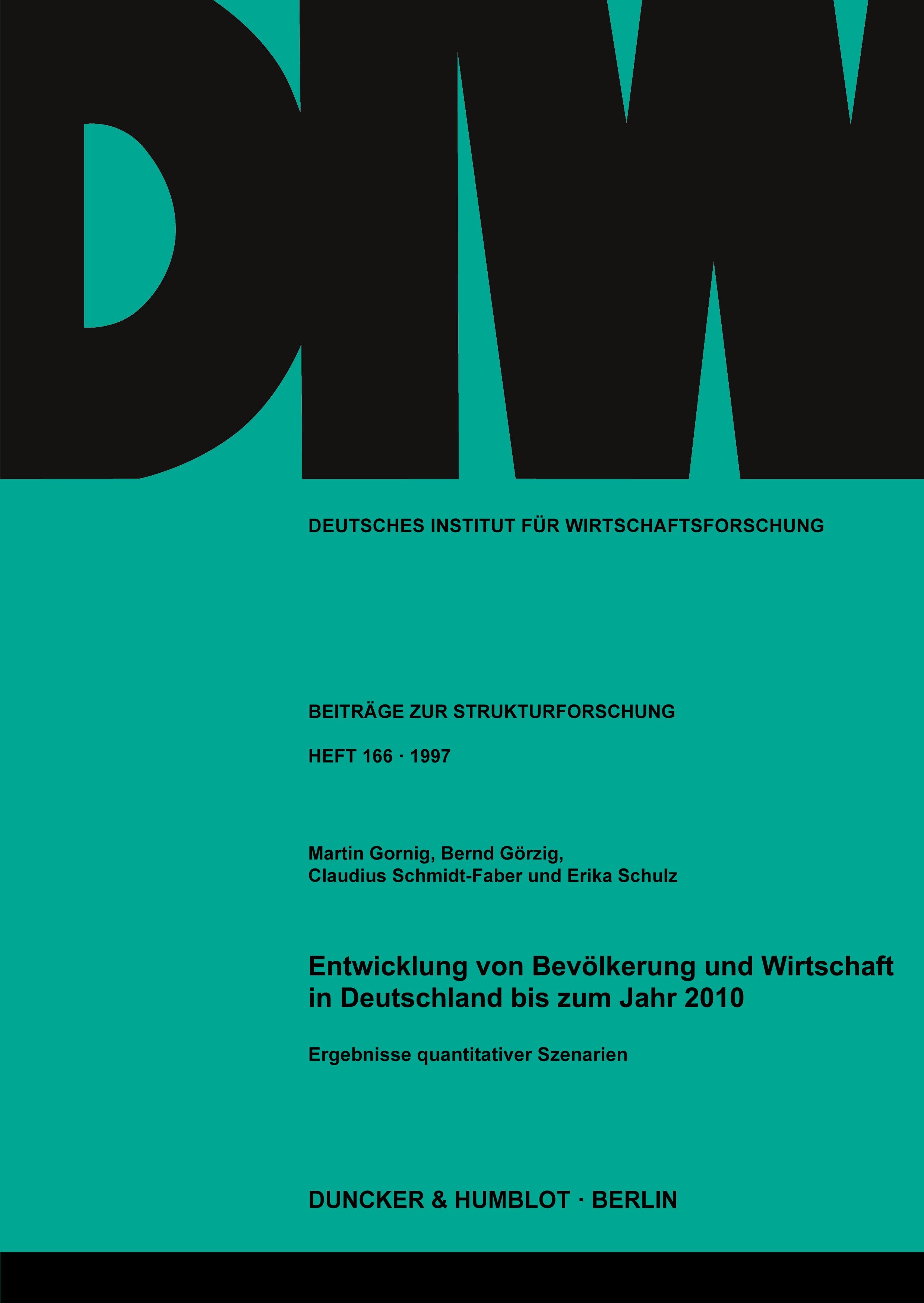 Entwicklung von Bevölkerung und Wirtschaft in Deutschland bis zum Jahr 2010.