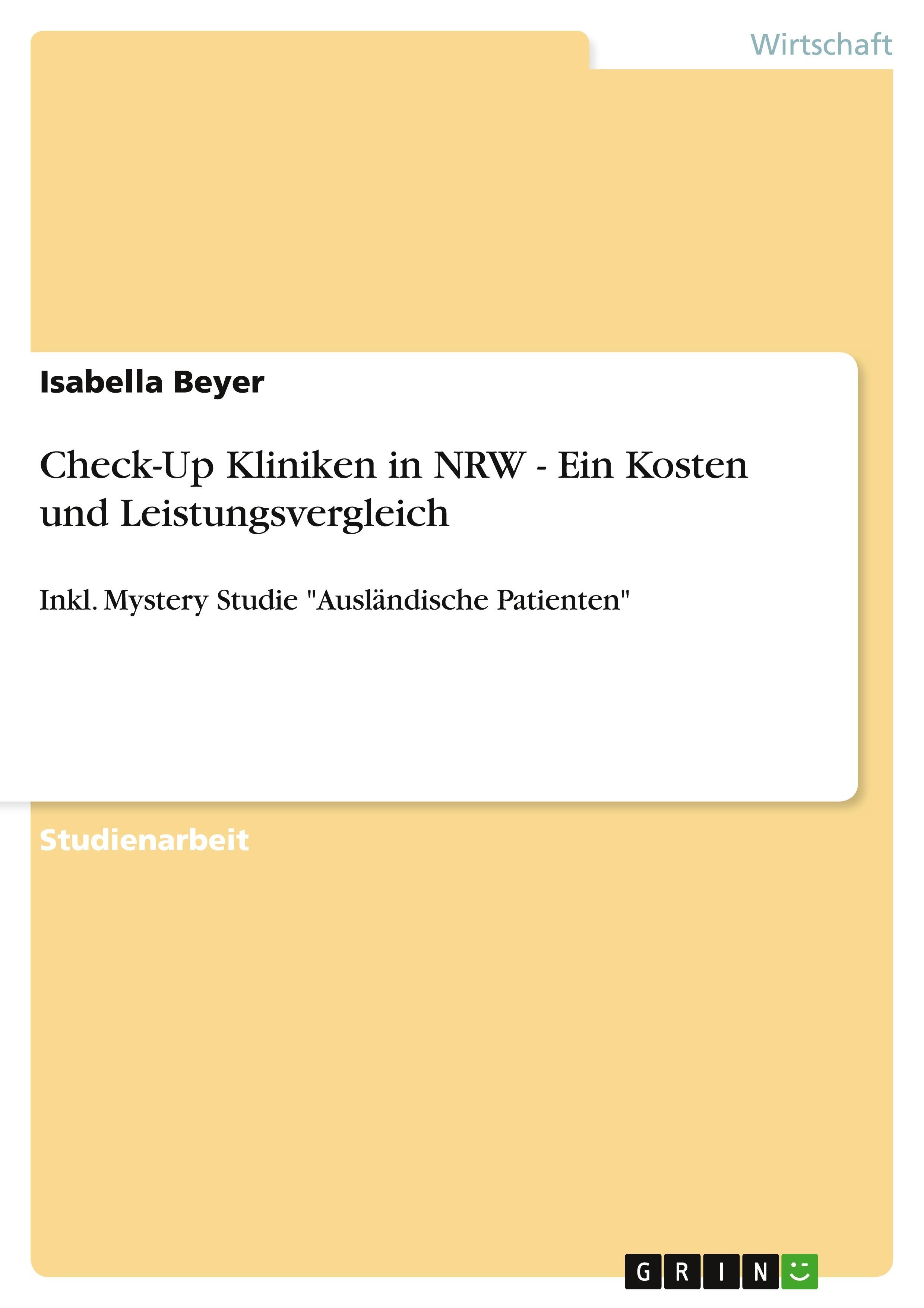 Check-Up Kliniken in NRW - Ein Kosten und Leistungsvergleich