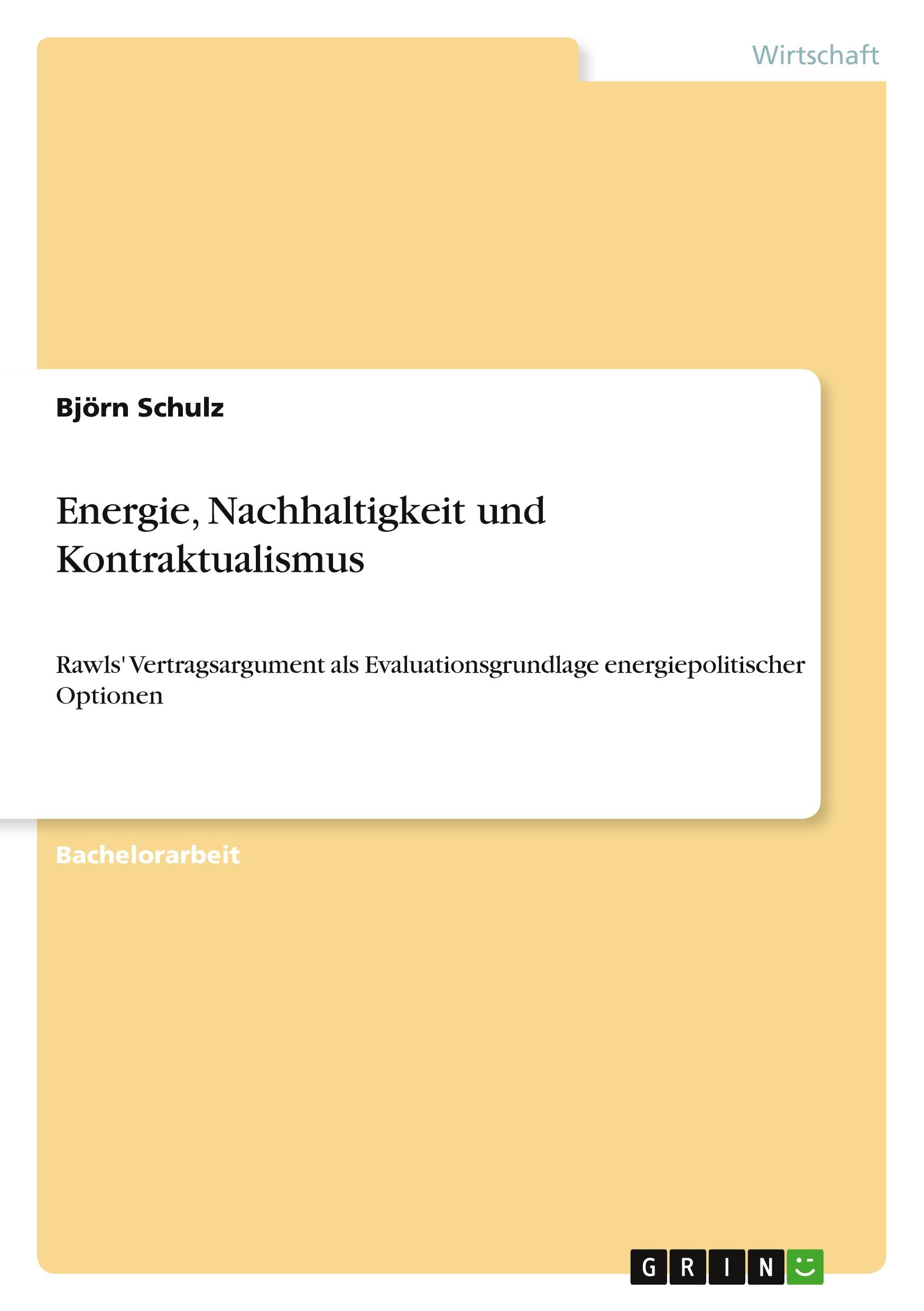 Energie, Nachhaltigkeit und Kontraktualismus