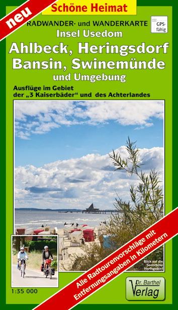 Insel Usedom, Ahlbeck, Heringsdorf, Bansin, Swinemünde und Umgebung 1 : 35 000 Radwander- und Wanderkarte