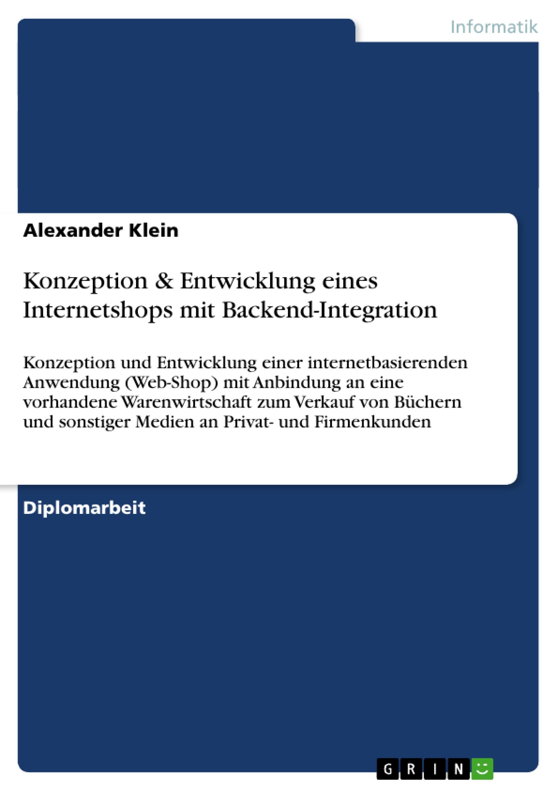 Konzeption & Entwicklung eines Internetshops mit Backend-Integration