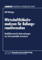 Wirtschaftlichkeitsanalysen für Ballungsraumfernsehen