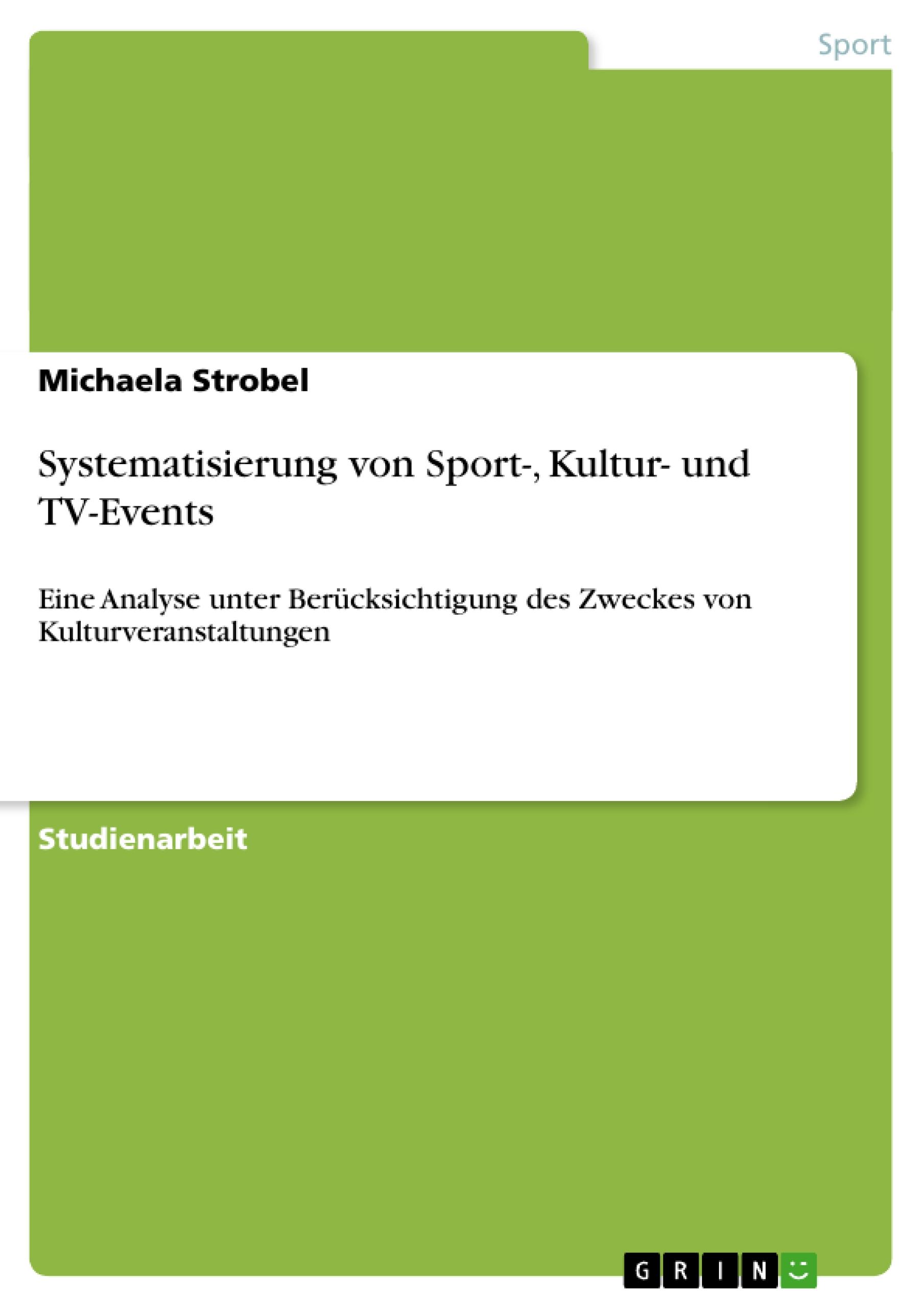 Systematisierung von Sport-, Kultur- und TV-Events