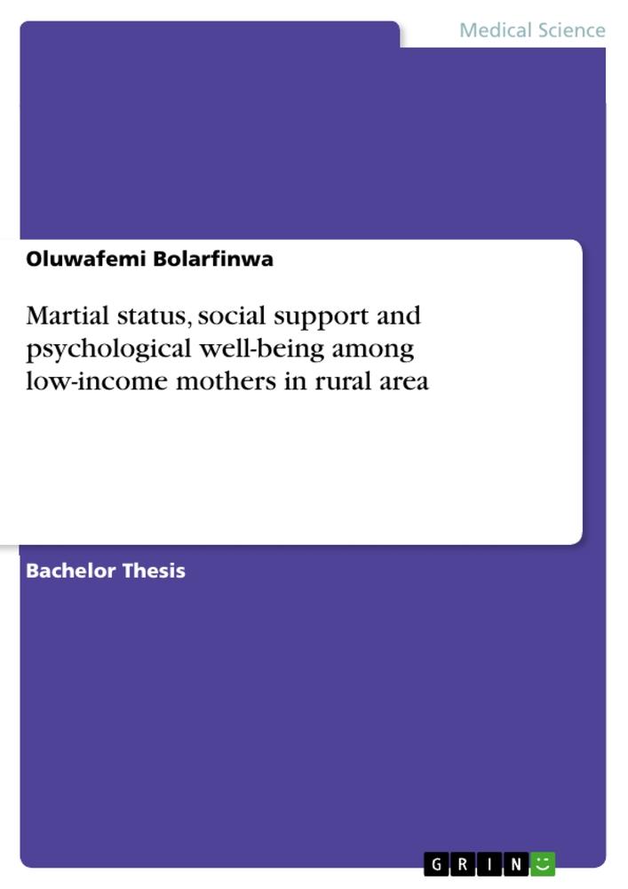 Martial status, social support and psychological well-being among low-income mothers in rural area