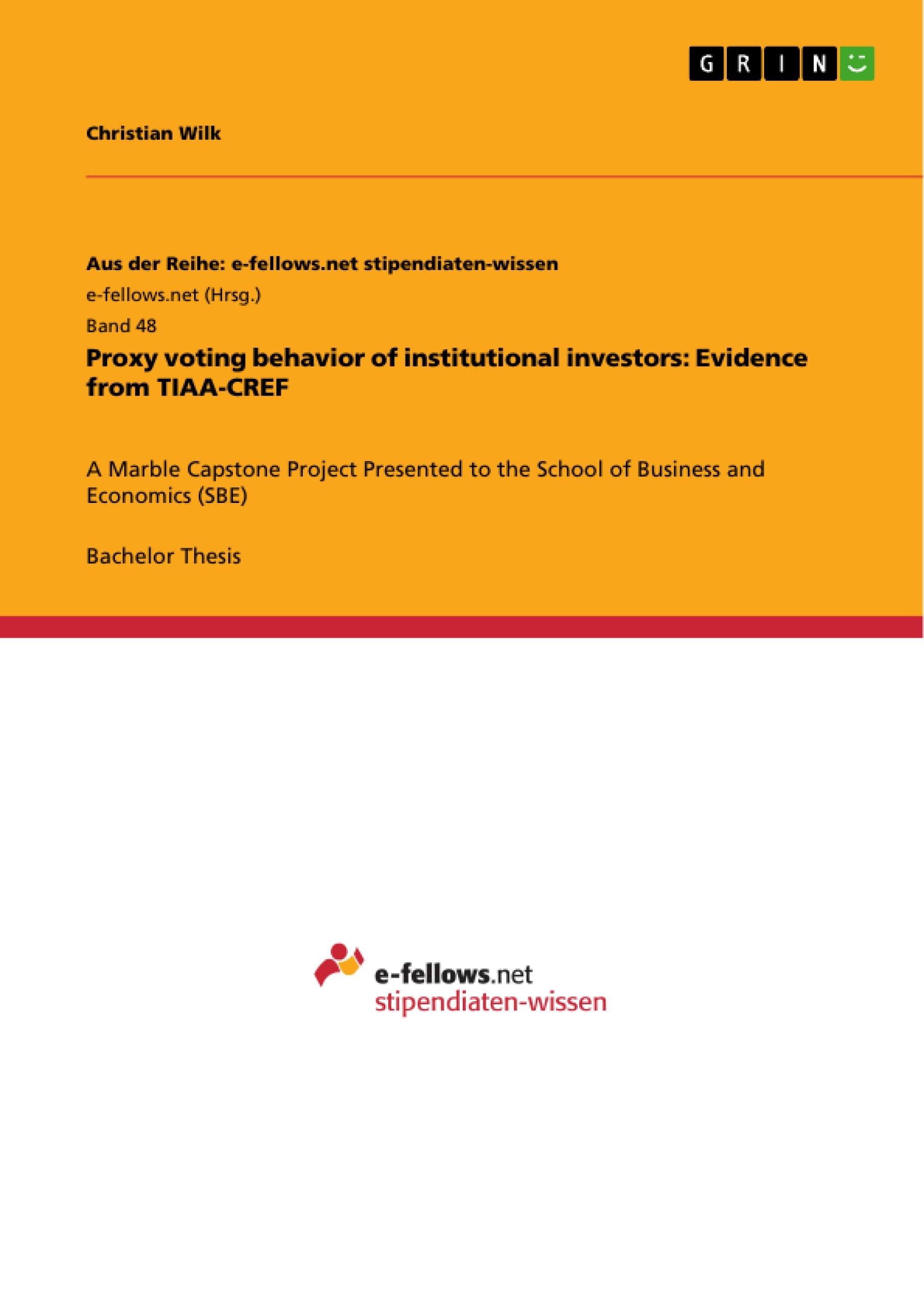 Proxy voting behavior of institutional investors: Evidence from TIAA-CREF