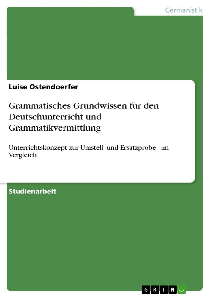 Grammatisches Grundwissen für den Deutschunterricht und Grammatikvermittlung