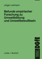 Befunde empirischer Forschung zu Umweltbildung und Umweltbewußtsein