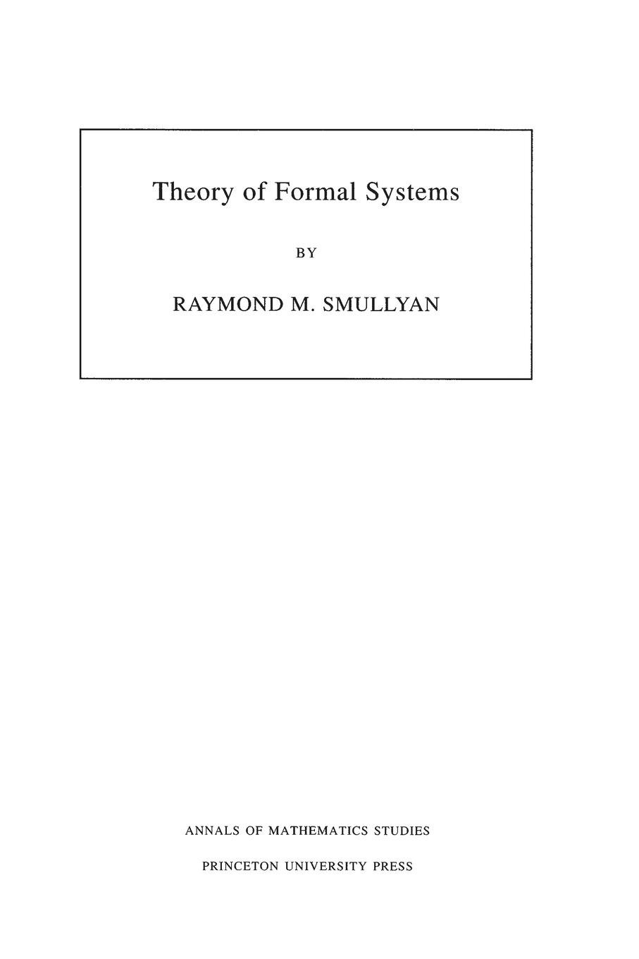 Theory of Formal Systems