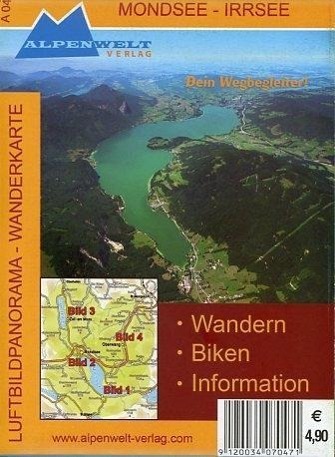 Mondsee - Irrsee Luftbildpanorama - Wanderkarte