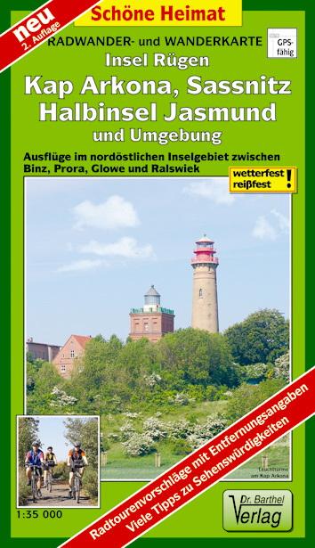 Rügen, Kap Arkona, Sassnitz, Halbinsel Jasmund und Umgebung Radwander- und Wanderkarte 1 : 35 000