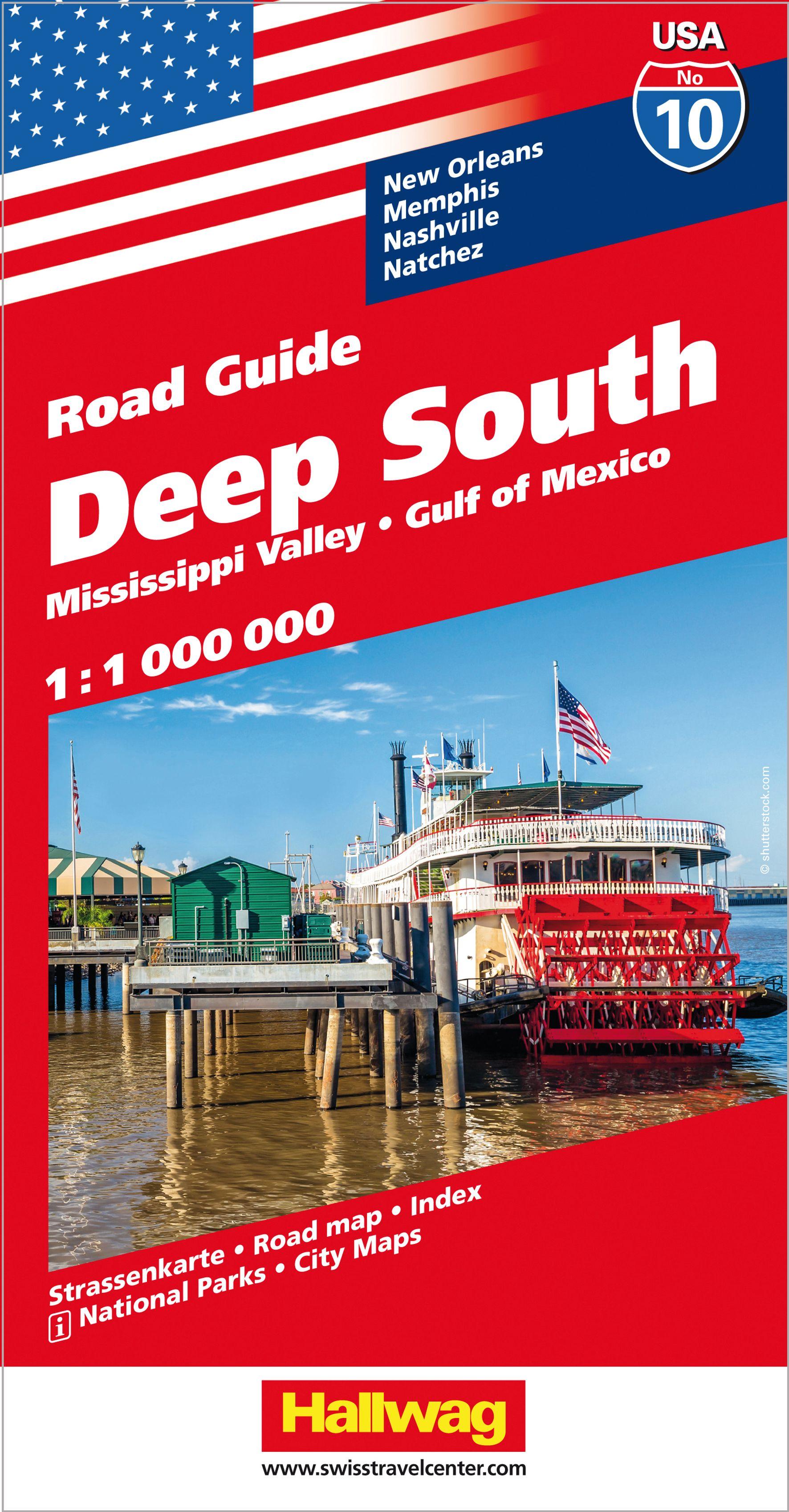 Hallwag USA Road Guide 10 Deep South 1:1.000.000