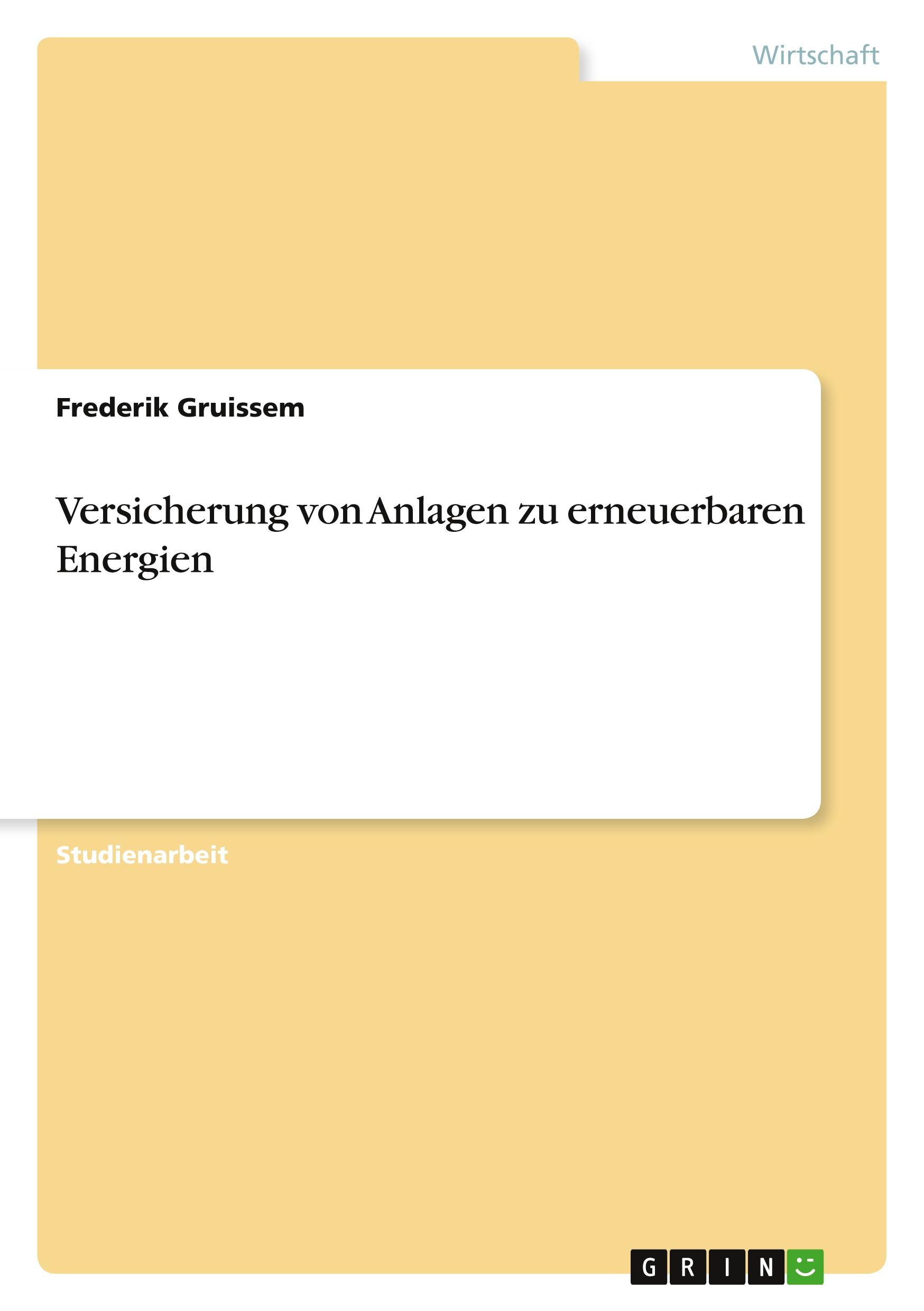 Versicherung von Anlagen zu erneuerbaren Energien