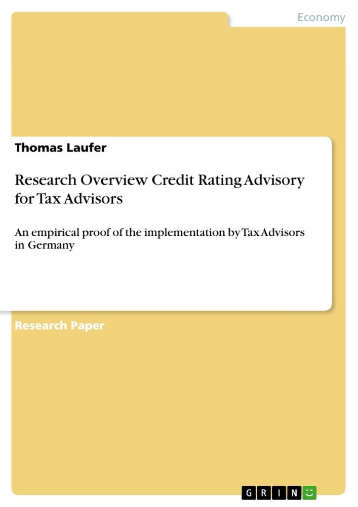 Research Overview Credit Rating Advisory for Tax Advisors