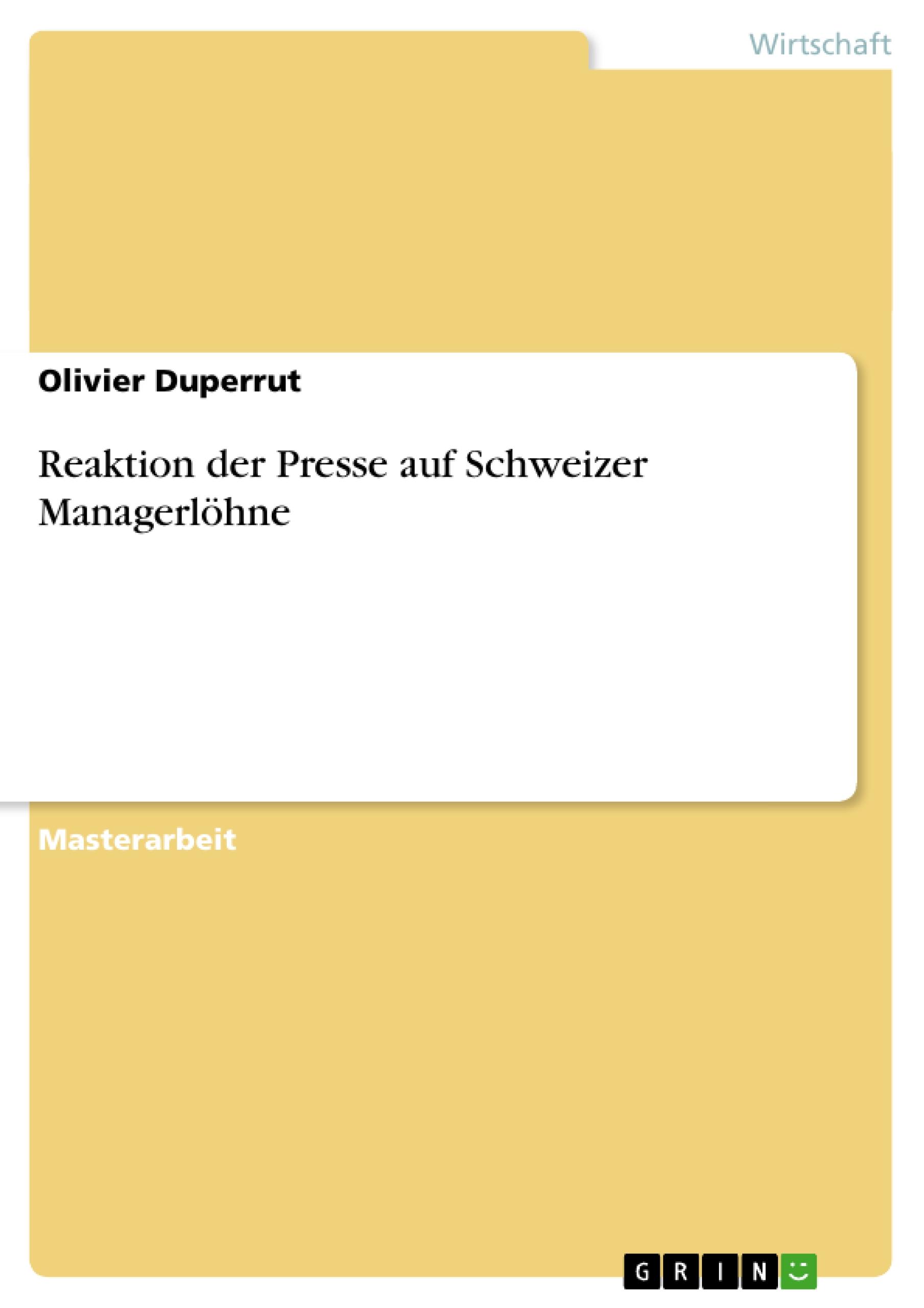 Reaktion der Presse auf Schweizer Managerlöhne