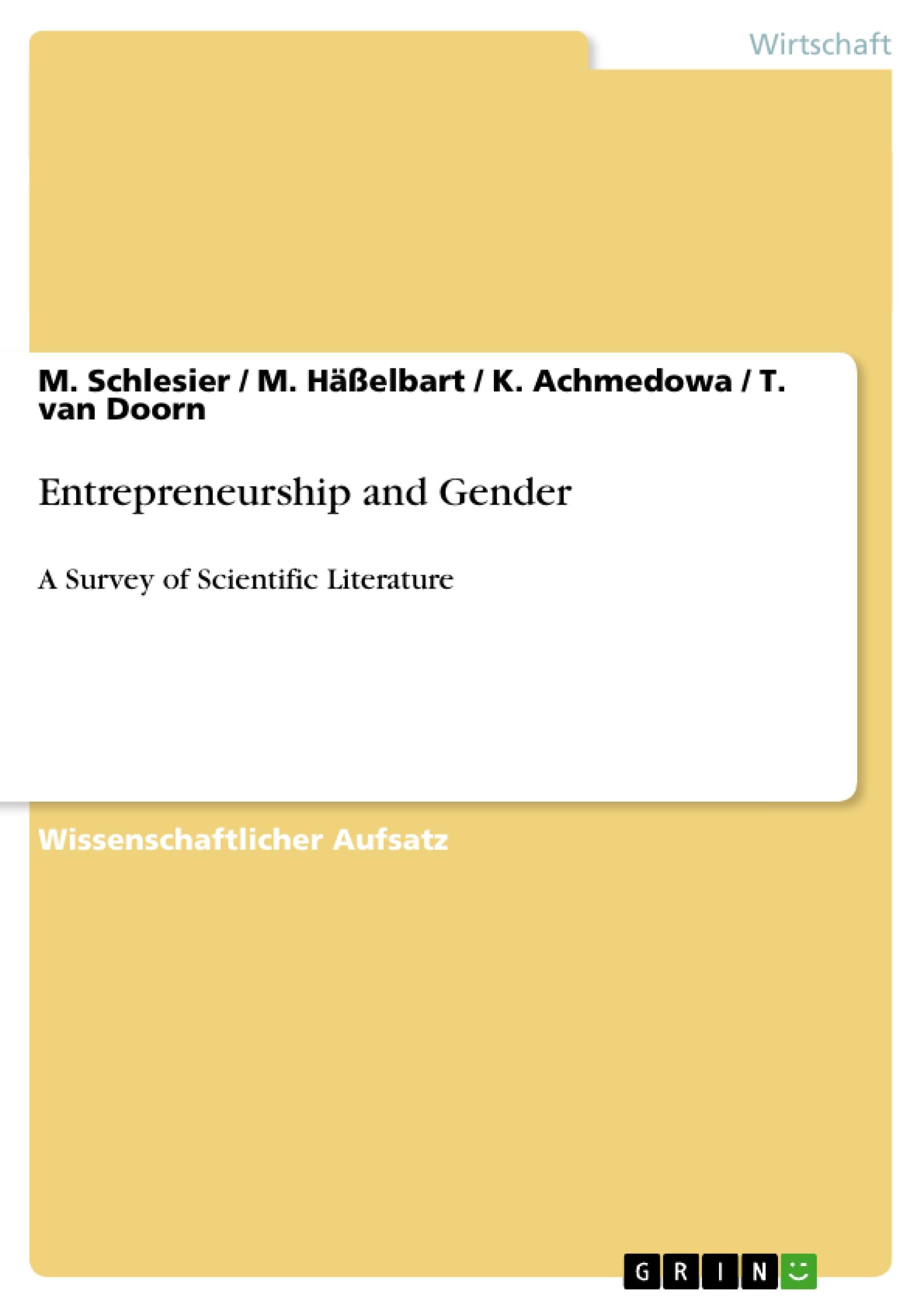 Entrepreneurship and Gender