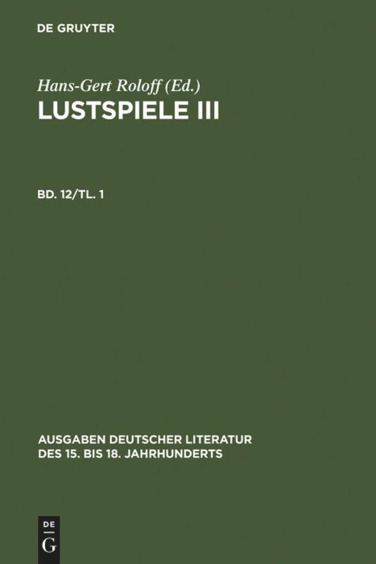 Lustspiele III. Erster Teil