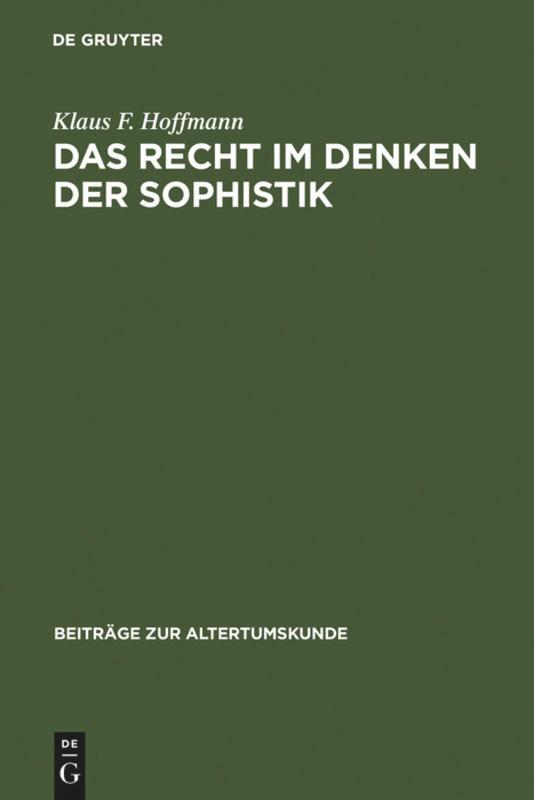 Das Recht im Denken der Sophistik