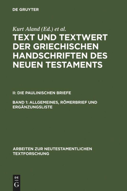 Allgemeines, Römerbrief und Ergänzungsliste