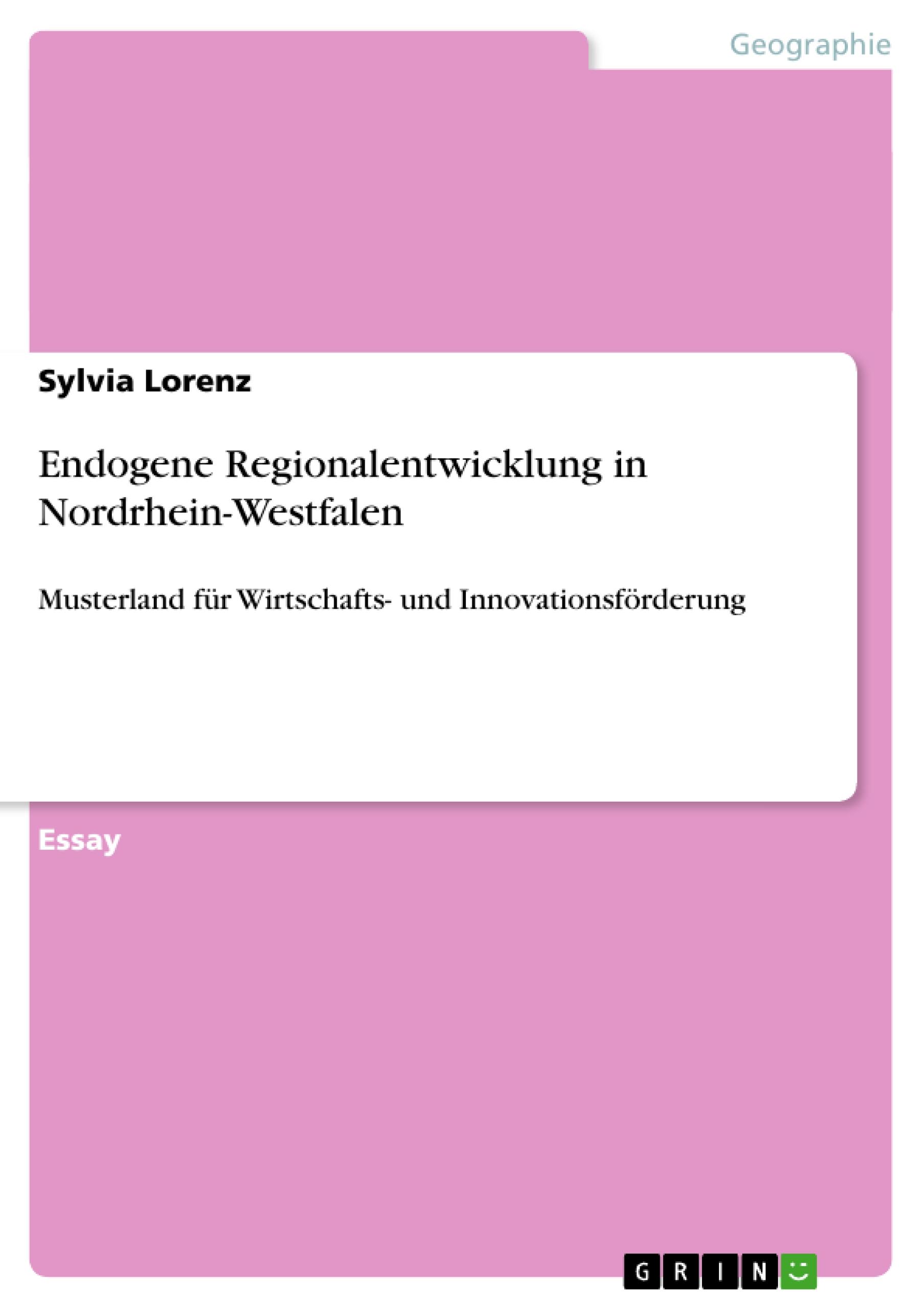 Endogene Regionalentwicklung in Nordrhein-Westfalen