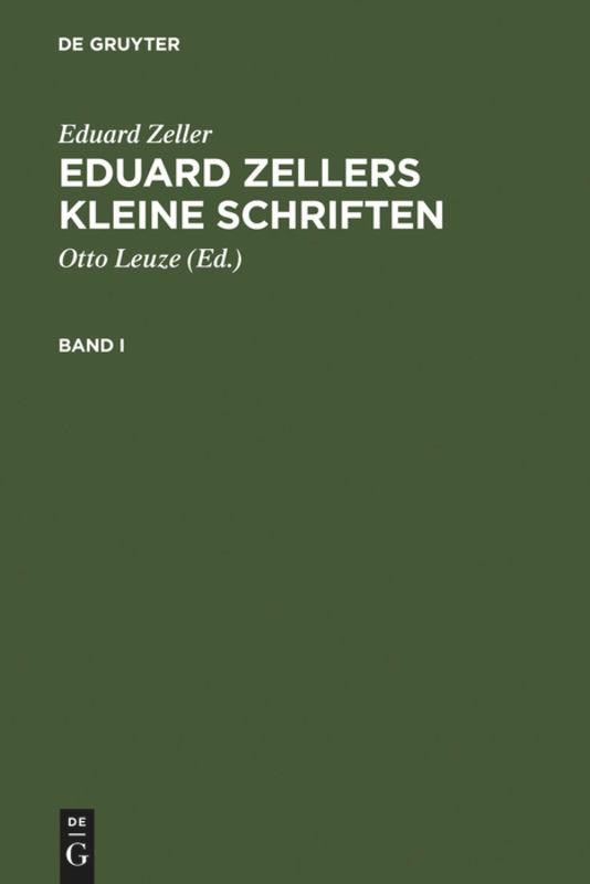 Eduard Zellers Kleine Schriften