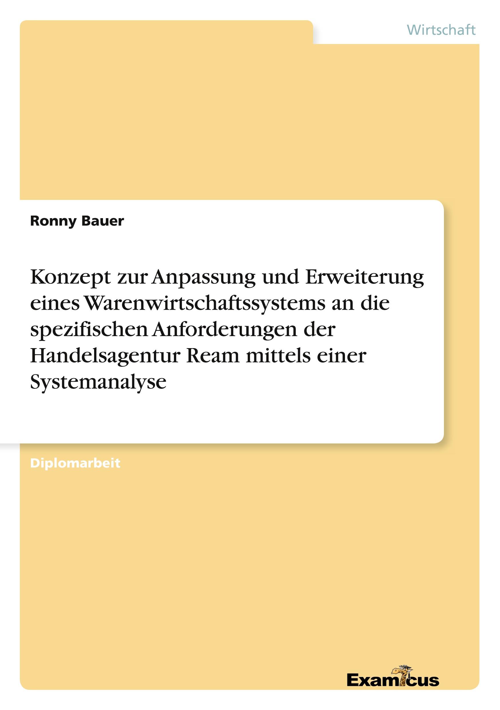 Konzept zur Anpassung und Erweiterung eines Warenwirtschaftssystems an die spezifischen Anforderungen der Handelsagentur Ream mittels einer Systemanalyse