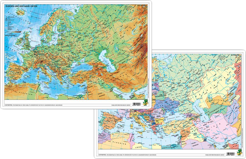 Europa und der Nahe Osten physisch/politisch. DUO-Schreibunterlage klein