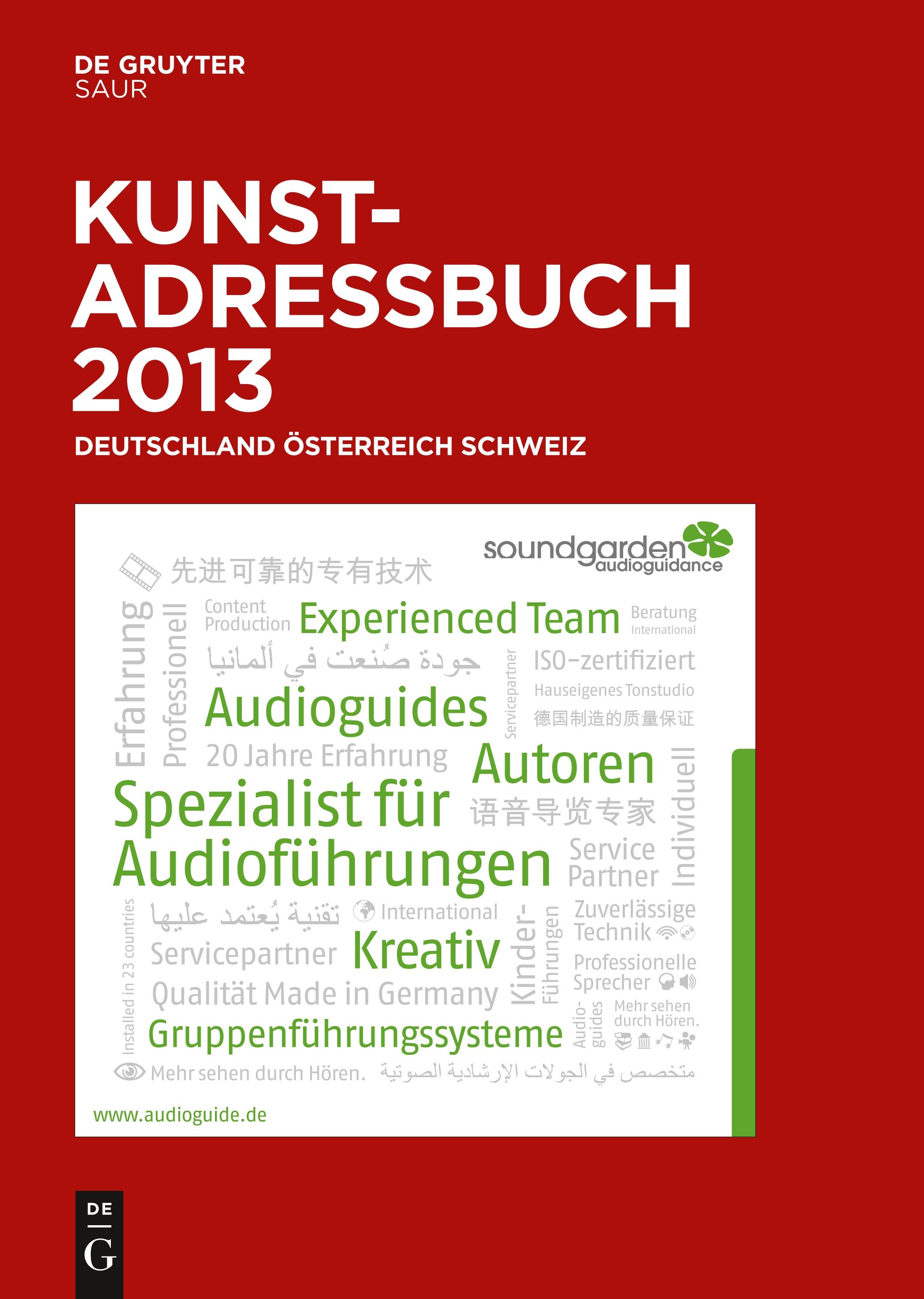 Kunstadressbuch Deutschland, Österreich, Schweiz 2013