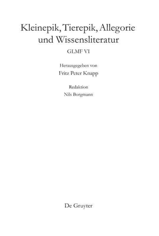 Kleinepik, Tierepik, Allegorie und Wissensliteratur