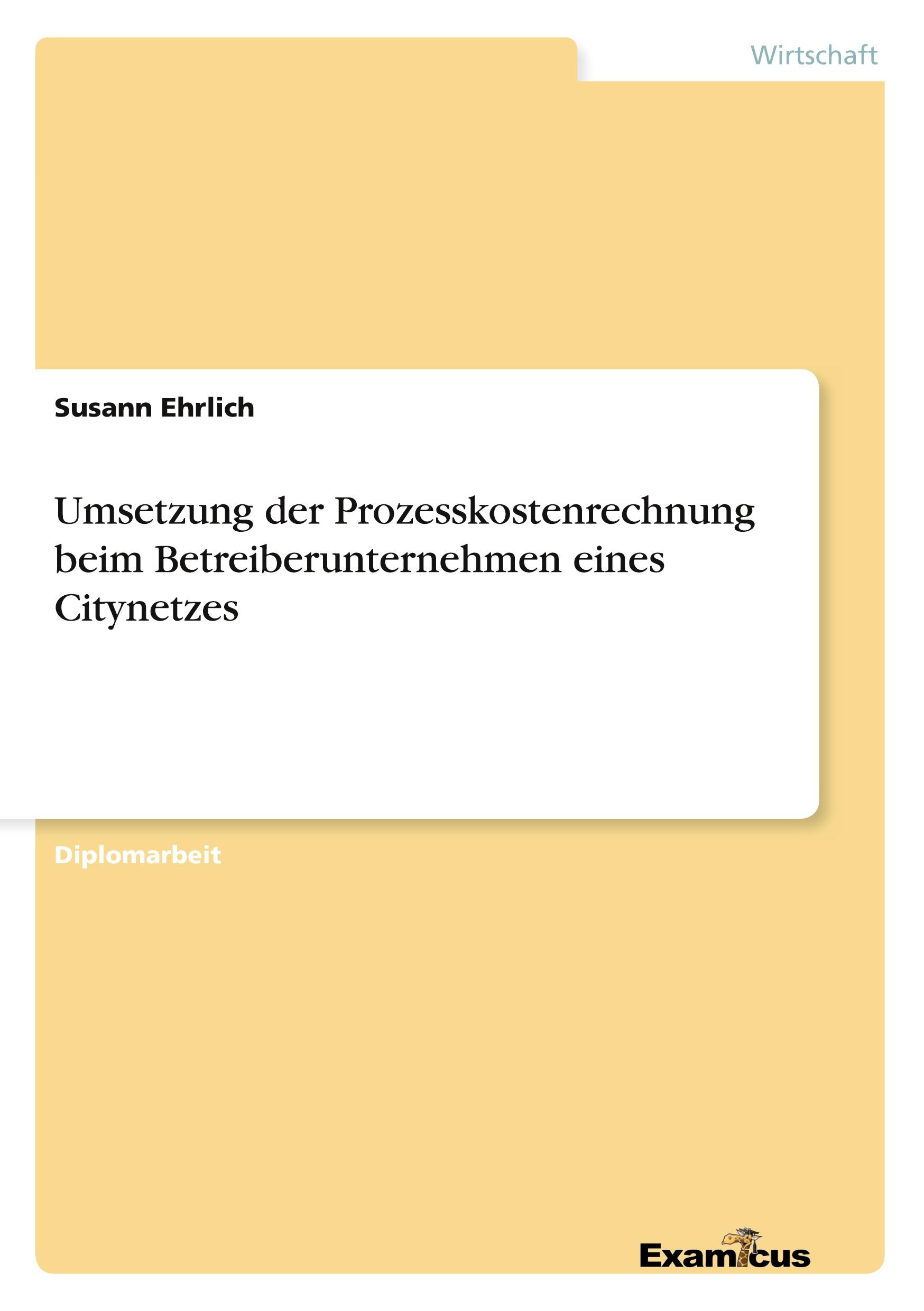 Umsetzung der Prozesskostenrechnung beim Betreiberunternehmen eines Citynetzes