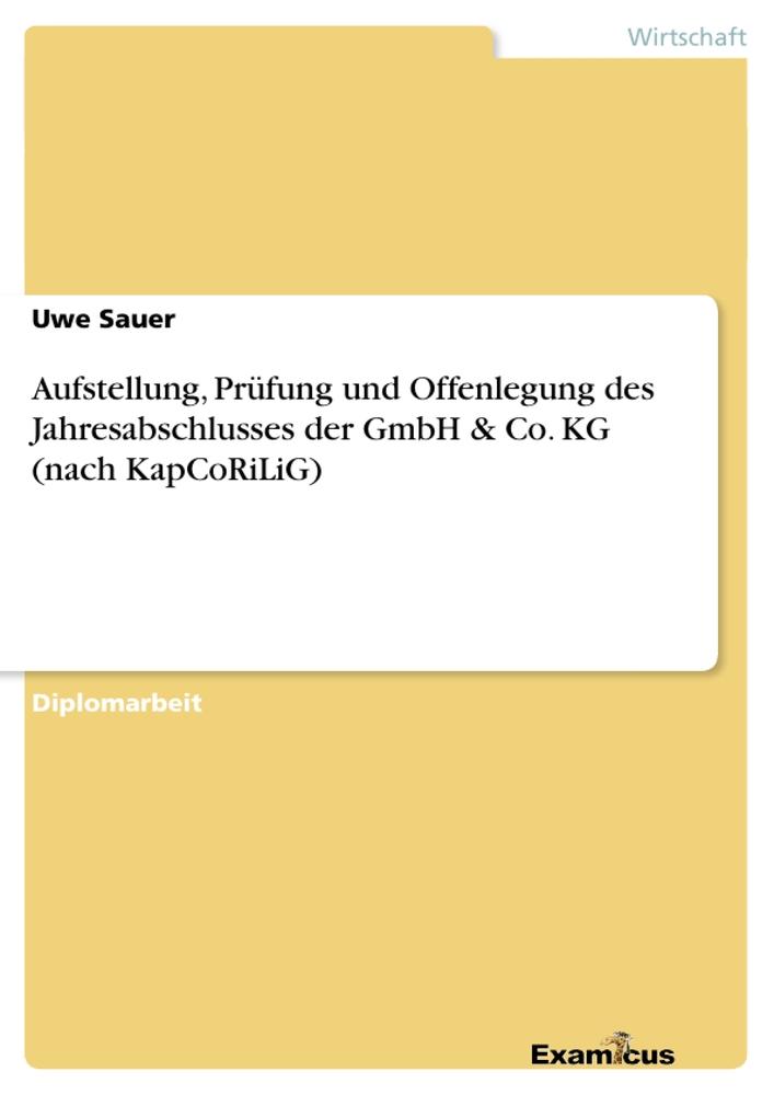 Aufstellung, Prüfung und Offenlegung des Jahresabschlusses der GmbH & Co. KG (nach KapCoRiLiG)