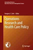 Operations Research and Health Care Policy