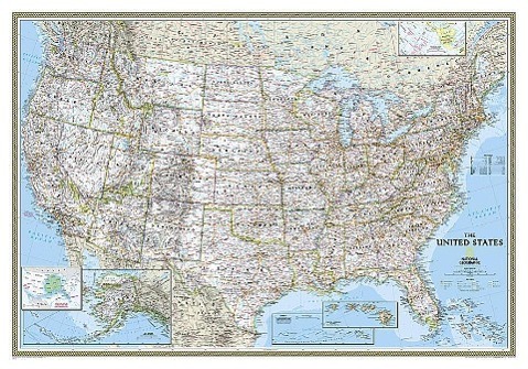 National Geographic United States Wall Map - Classic (43.5 X 30.5 In)