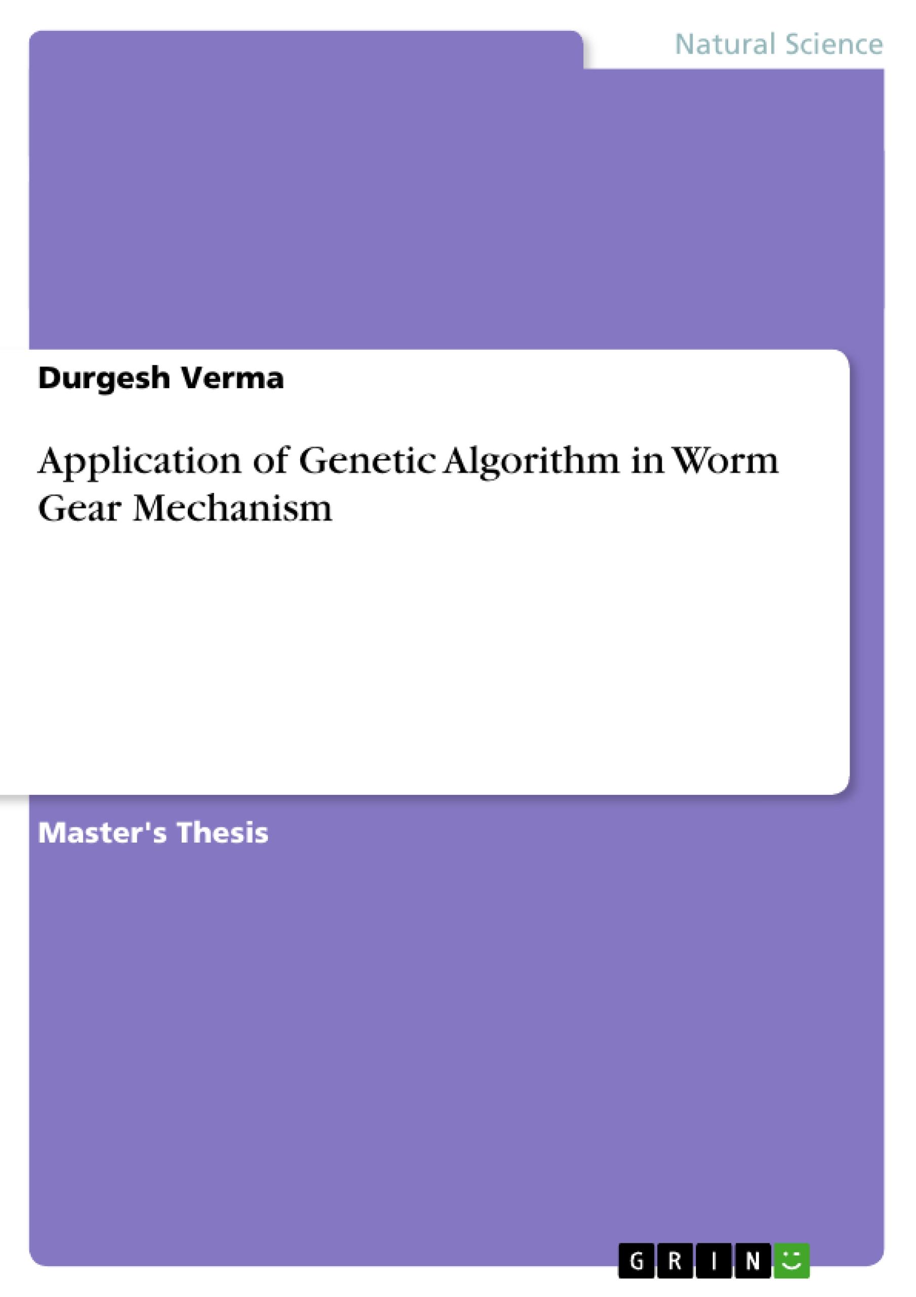 Application of Genetic Algorithm in Worm Gear Mechanism