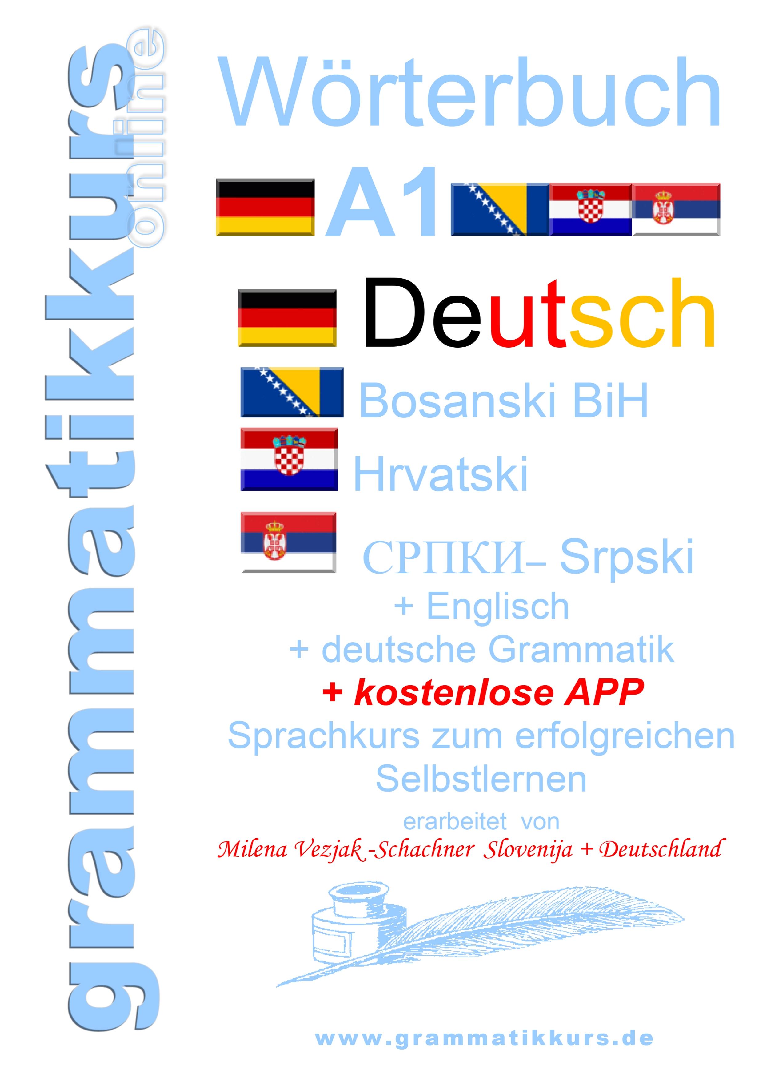 Wörterbuch Deutsch-Englisch-Kroatisch-Bosnisch-Serbisch Niveau A1