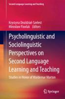 Psycholinguistic and Sociolinguistic Perspectives on Second Language Learning and Teaching