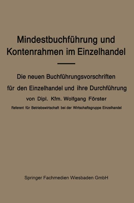 Mindestbuchführung und Kontenrahmen im Einzelhandel