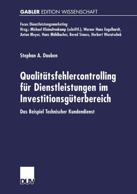 Qualitätsfehlercontrolling für Dienstleistungen im Investitionsgüterbereich