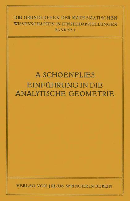 Einführung in die Analytische Geometrie der Ebene und des Raumes