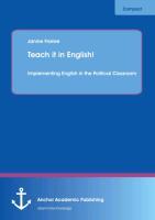 Teach it in English! Implementing English in the Political Classroom