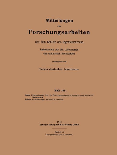 Mitteilungen über Forschungsarbeiten auf dem Gebiete des Ingenieurwesens