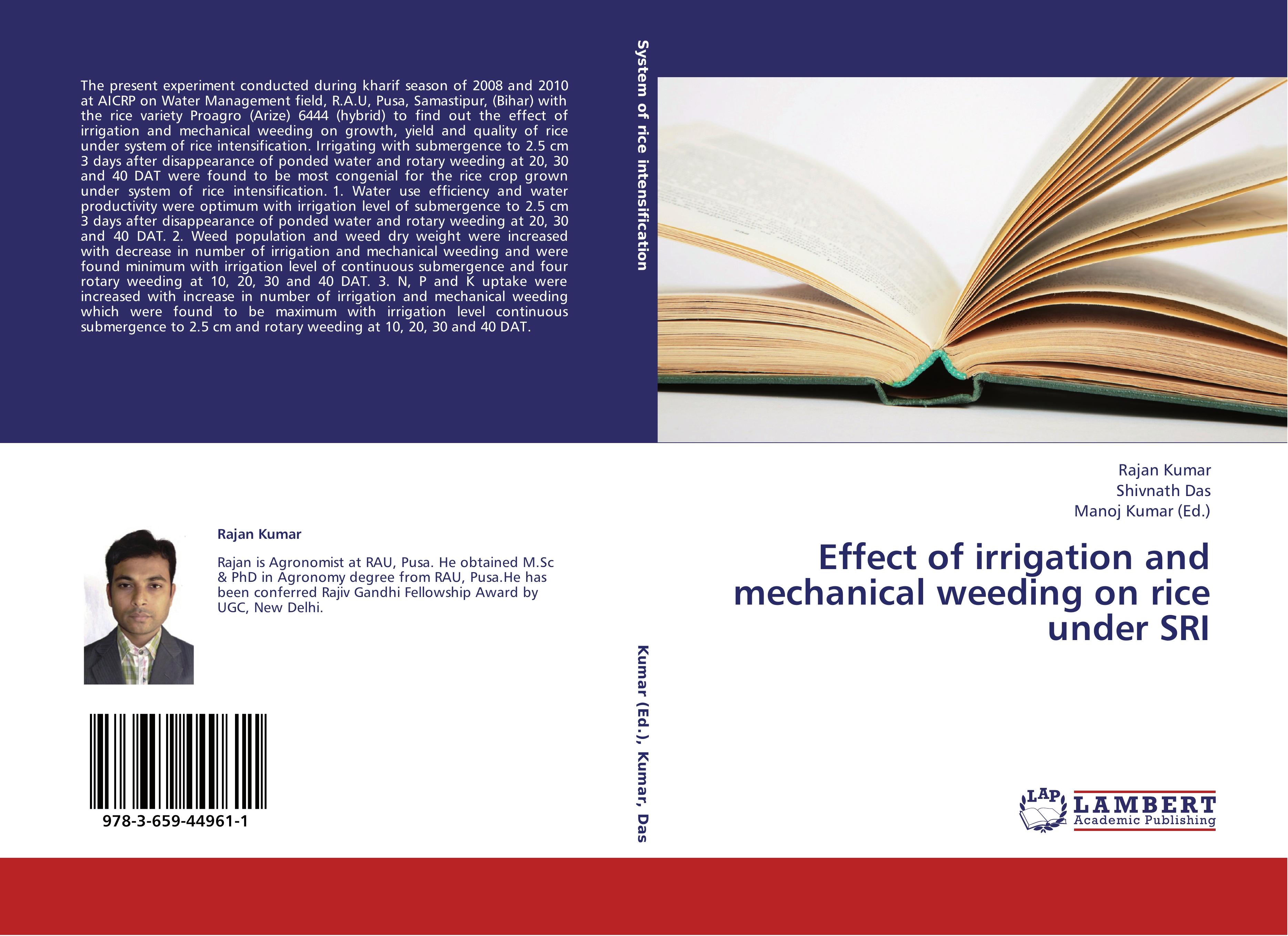 Effect of irrigation and mechanical weeding on rice under SRI