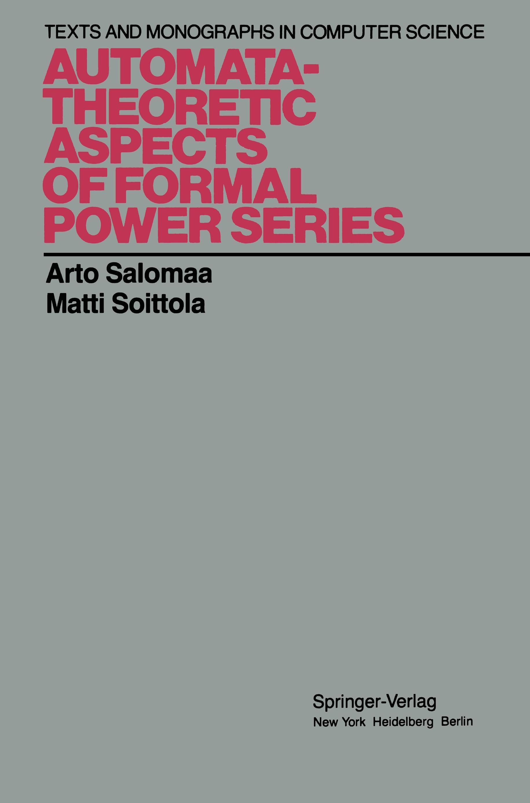 Automata-Theoretic Aspects of Formal Power Series