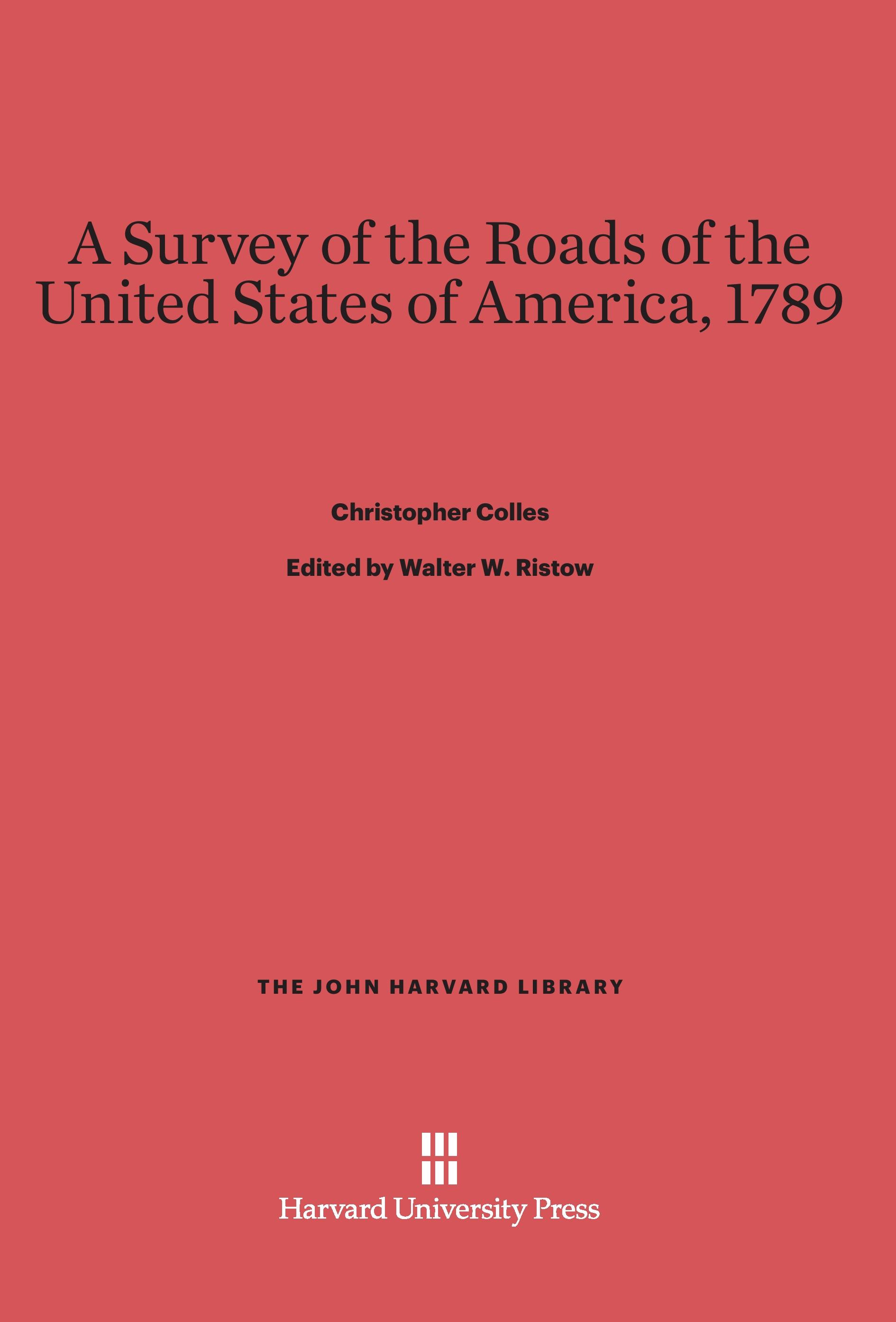 A Survey of the Roads of the United States of America, 1789