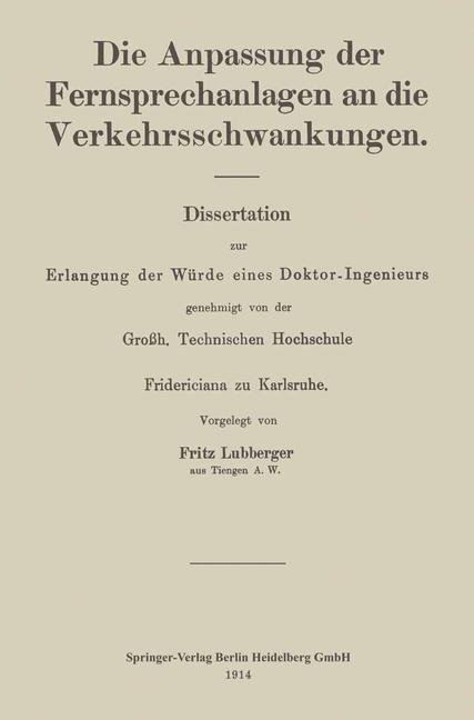 Die Anpassung der Fernsprechanlagen an die Verkehrsschwankungen